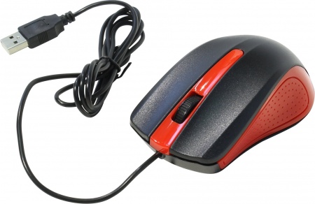Мышь проводная OKLICK 225M <USB 1.1, 1200 dpi, 1.3 м, Black+Red>